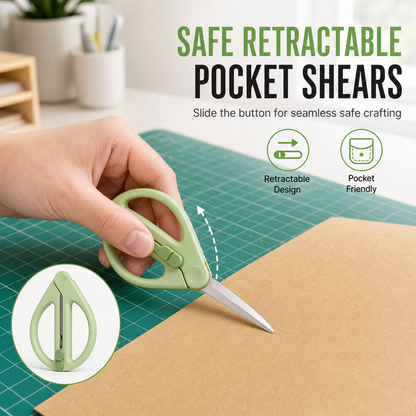 🎁50% OFF!!📢✂️ Portable Retractable Safety Scissors – Compact, Multi-Purpose & Easy to Carry, Keep Them Handy for Paper Crafts, DIY & Package Opening Without Taking Up Space ✨