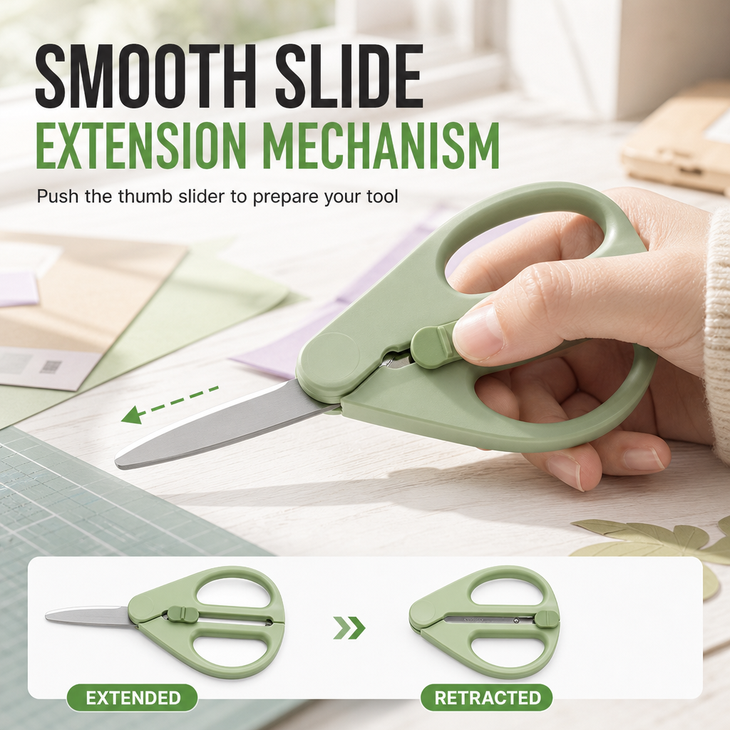 🎁50% OFF!!📢✂️ Portable Retractable Safety Scissors – Compact, Multi-Purpose & Easy to Carry, Keep Them Handy for Paper Crafts, DIY & Package Opening Without Taking Up Space ✨