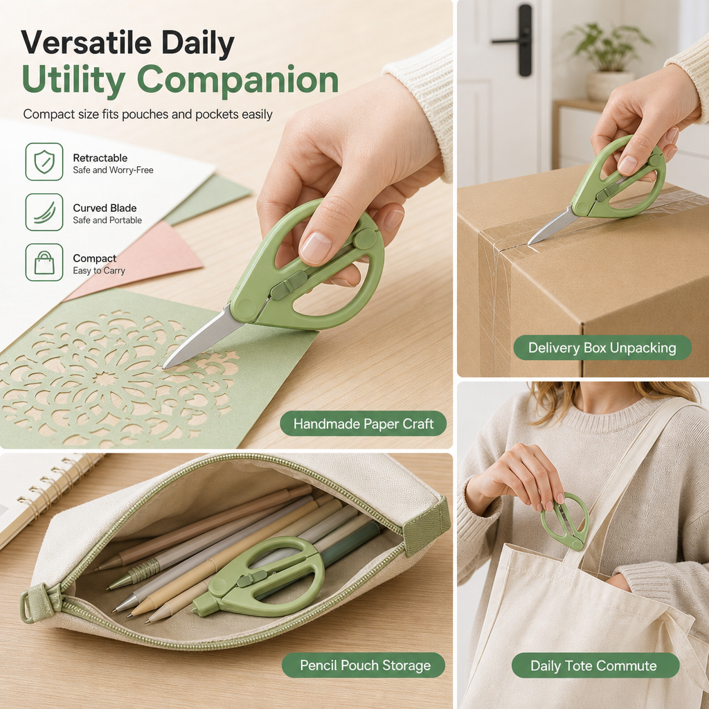 🎁50% OFF!!📢✂️ Portable Retractable Safety Scissors – Compact, Multi-Purpose & Easy to Carry, Keep Them Handy for Paper Crafts, DIY & Package Opening Without Taking Up Space ✨