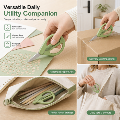 🎁50% OFF!!📢✂️ Portable Retractable Safety Scissors – Compact, Multi-Purpose & Easy to Carry, Keep Them Handy for Paper Crafts, DIY & Package Opening Without Taking Up Space ✨