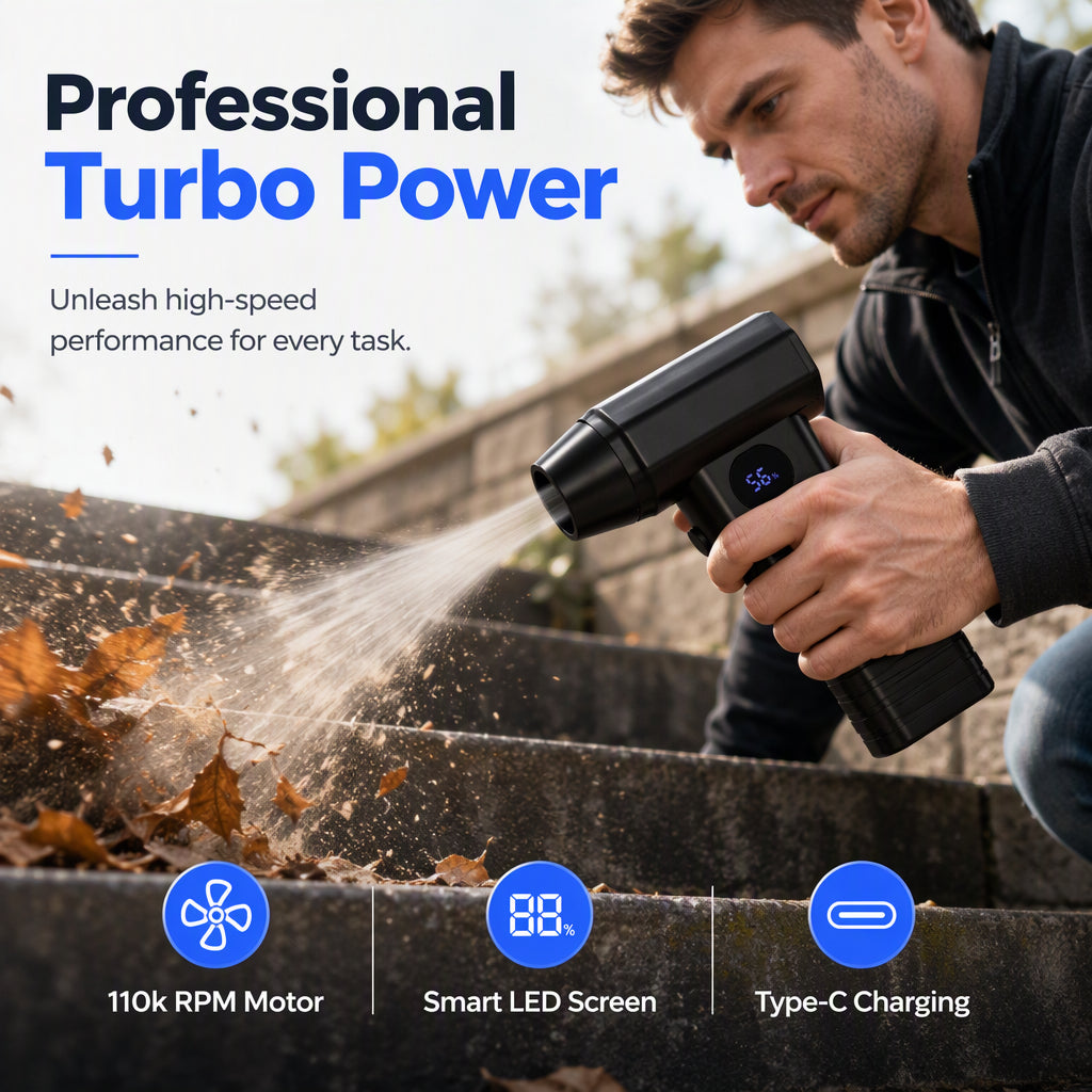 🔥50% OFF NOW!🌪️ Handheld Wireless Mini High Speed Turbo Fan – 110K RPM Portable Rechargeable Jet Blower with LED Display for Car Cleaning, Dust & Leaf Removal