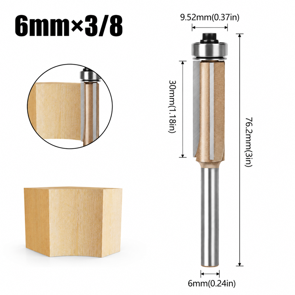 3-Flute Carbide Flush Trim Router Bit