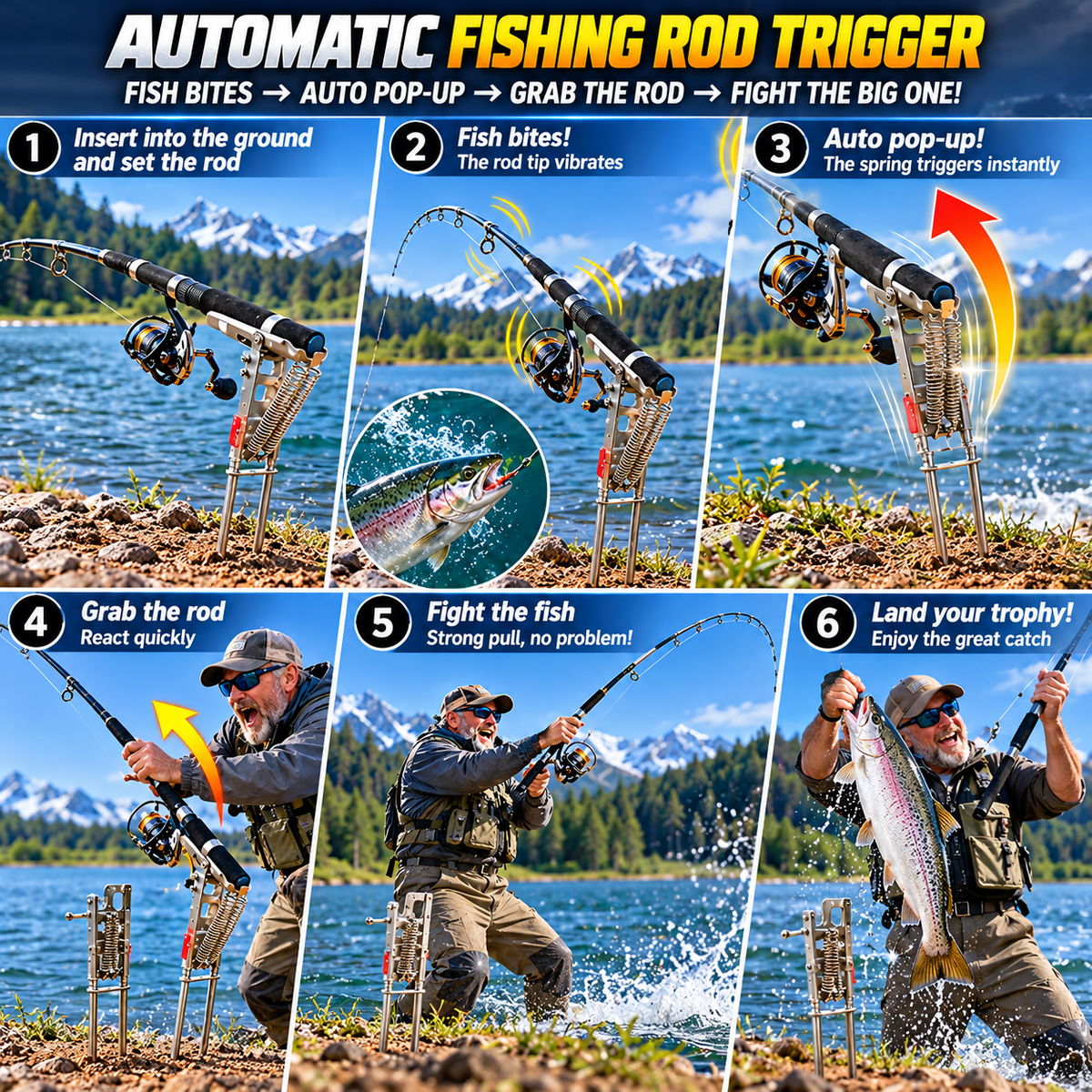 Automatic Double Spring Fishing Rod Holder