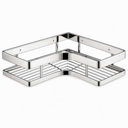 No Drill Bathroom Corner Shelf with 8mm Thickened Flat Bar Triangular Shower Organizer Rack