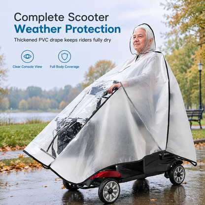 📢📢50% OFF! ⏰🌧️Thickened Extra Large Waterproof PVC Cover and Poncho for Senior Mobility Scooters and Four Wheel Electric Vehicles