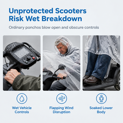 📢📢50% OFF! ⏰🌧️Thickened Extra Large Waterproof PVC Cover and Poncho for Senior Mobility Scooters and Four Wheel Electric Vehicles