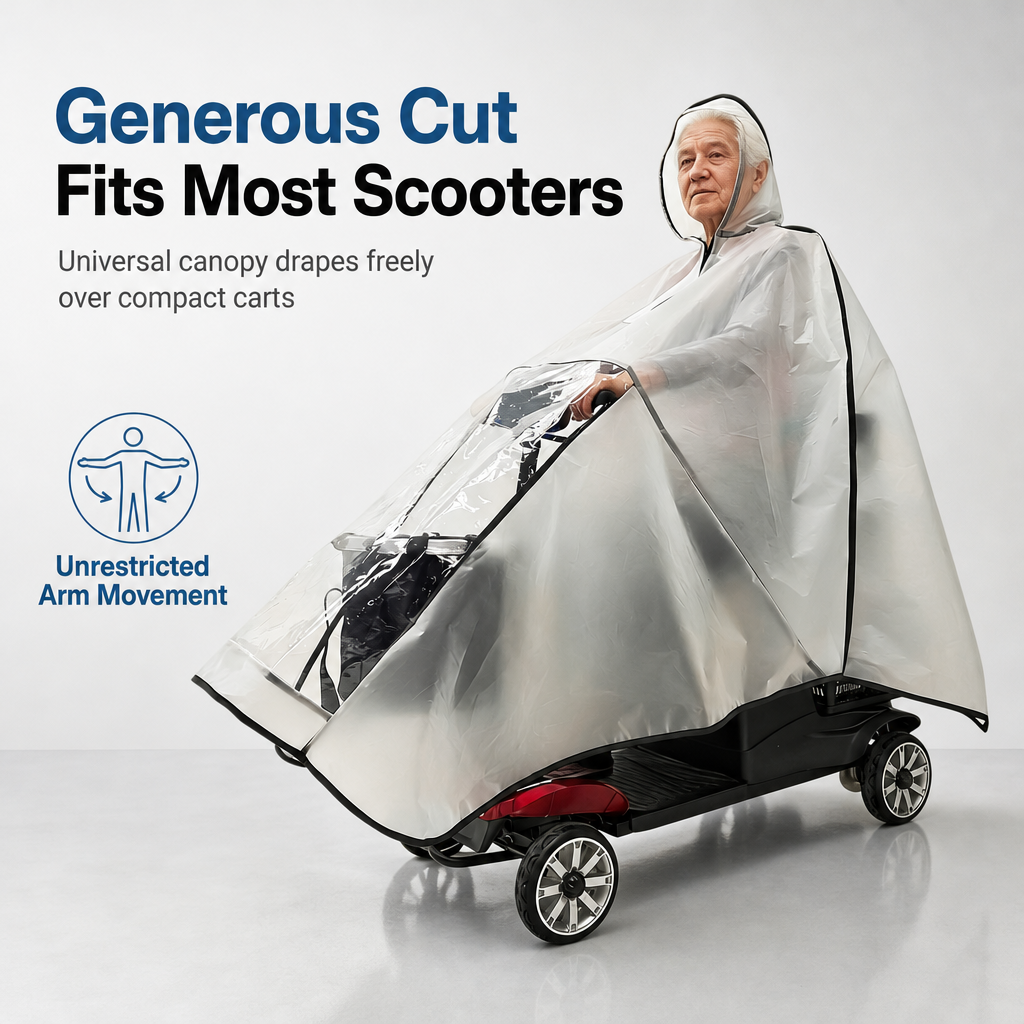 📢📢50% OFF! ⏰🌧️Thickened Extra Large Waterproof PVC Cover and Poncho for Senior Mobility Scooters and Four Wheel Electric Vehicles
