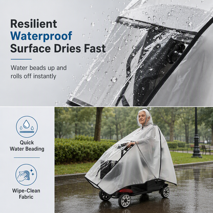 📢📢50% OFF! ⏰🌧️Thickened Extra Large Waterproof PVC Cover and Poncho for Senior Mobility Scooters and Four Wheel Electric Vehicles