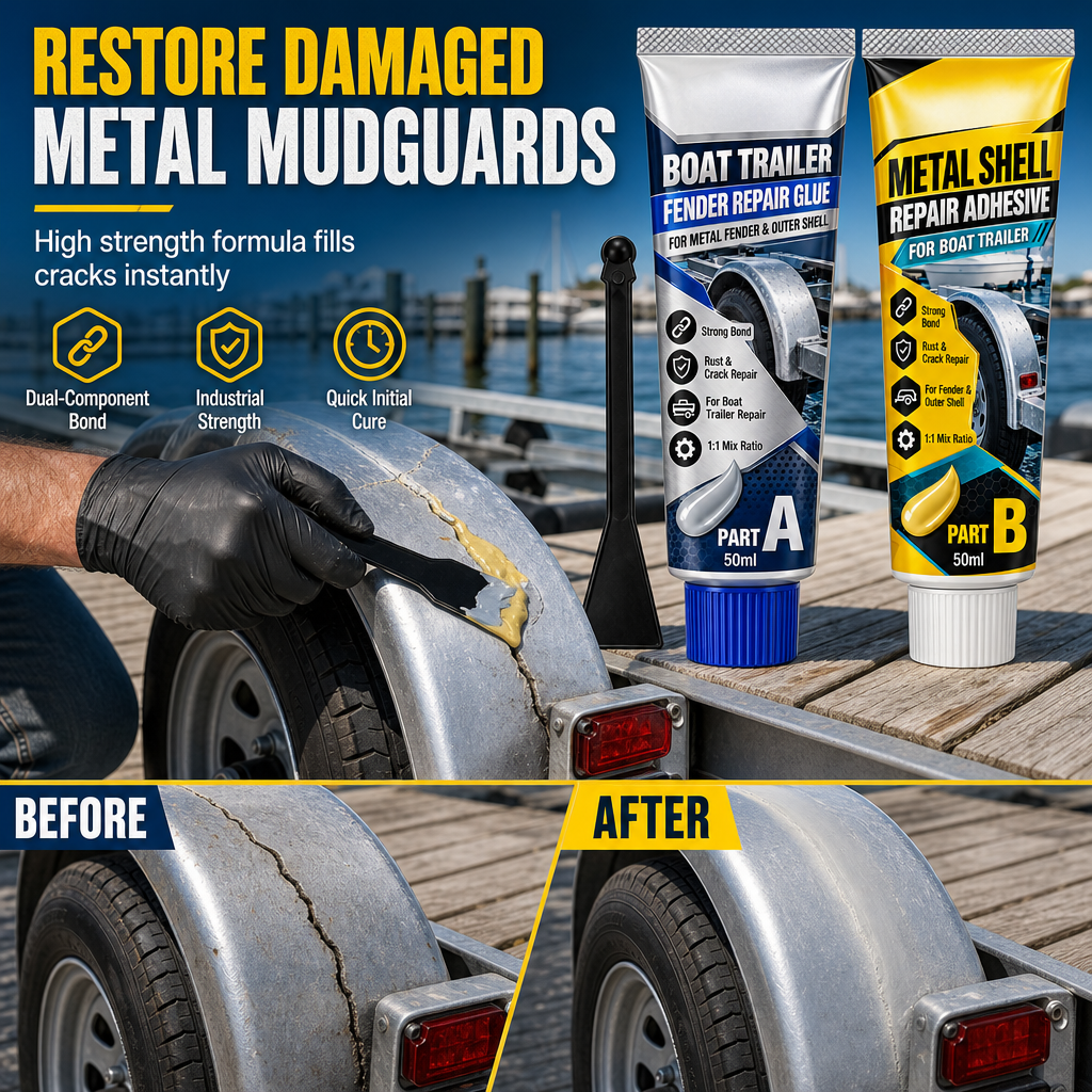 Boat Trailer Metal Repair Glue Two Component AB Adhesive Kit for Gap Repair with Brush