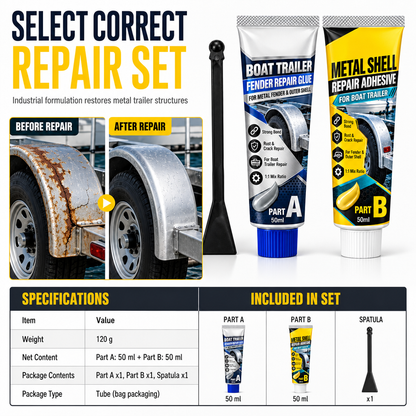 Boat Trailer Metal Repair Glue Two Component AB Adhesive Kit for Gap Repair with Brush