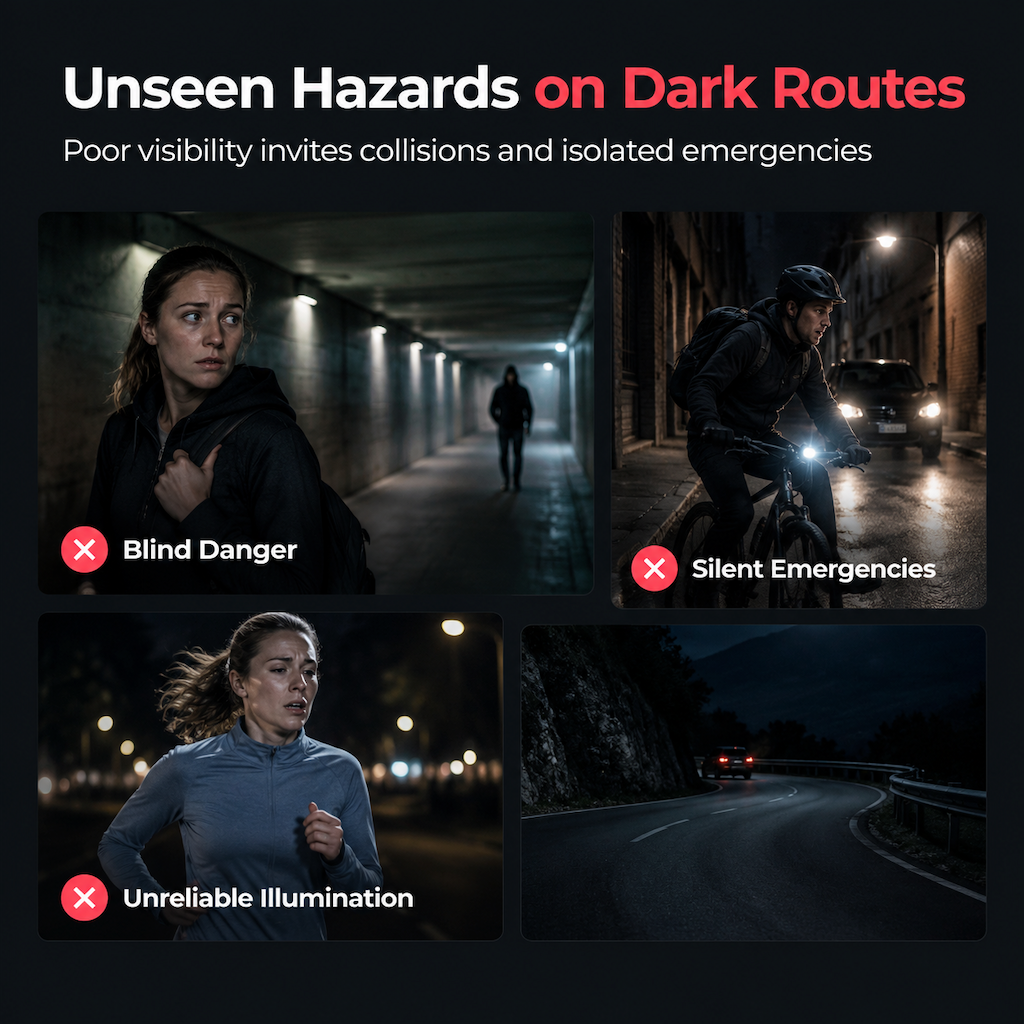 🚨 LED Safety Warning Light with SOS Alarm – Clip-On Running & Cycling Light