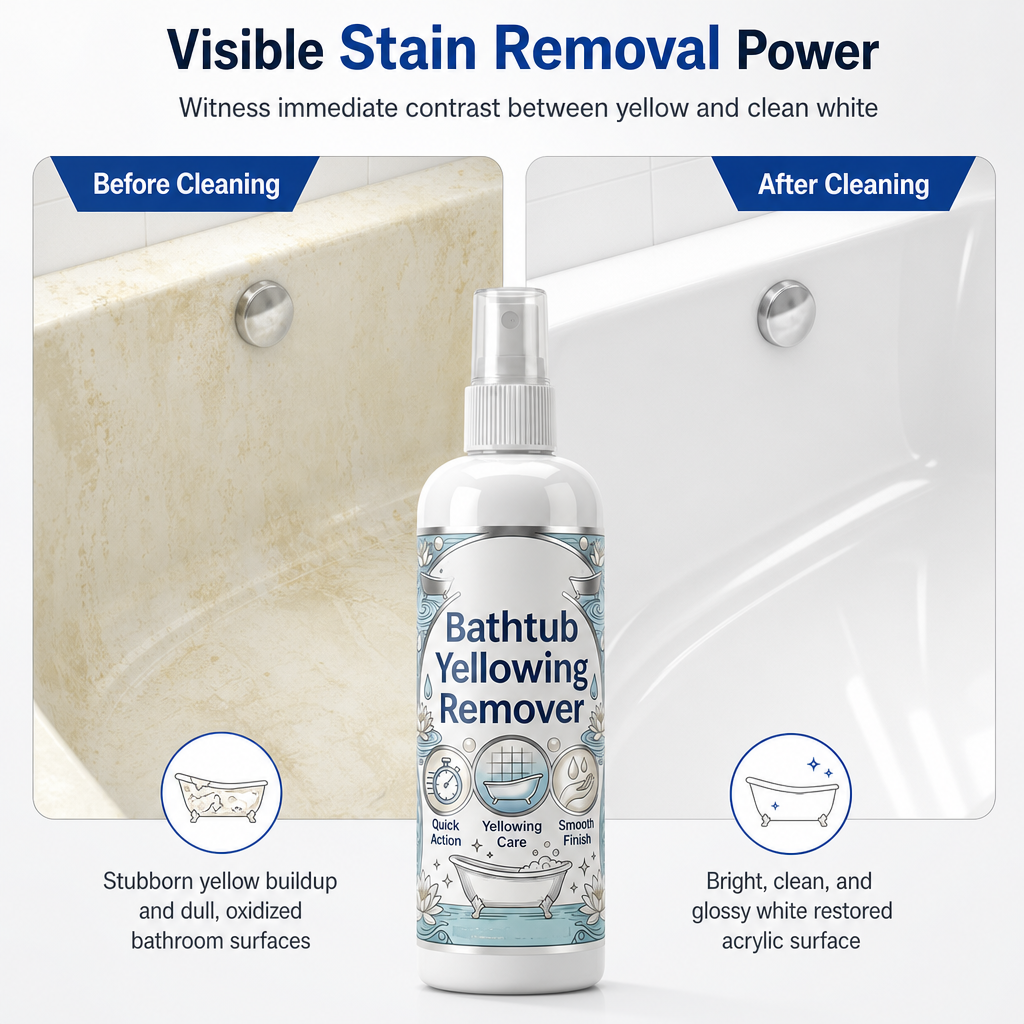 Bathtub Yellowing Remover and Ceramic Cleaner with Sponge