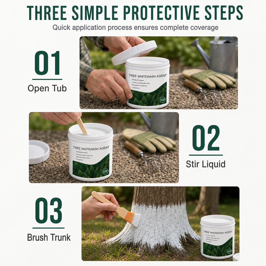 Tree Trunk Whitewash Protective Set 300g with Brush for Frost and Insect Protection on Roadside Trees