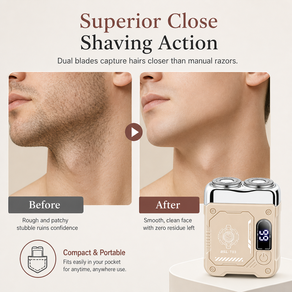 Mini Portable Electric Dual Head Shaver for Men