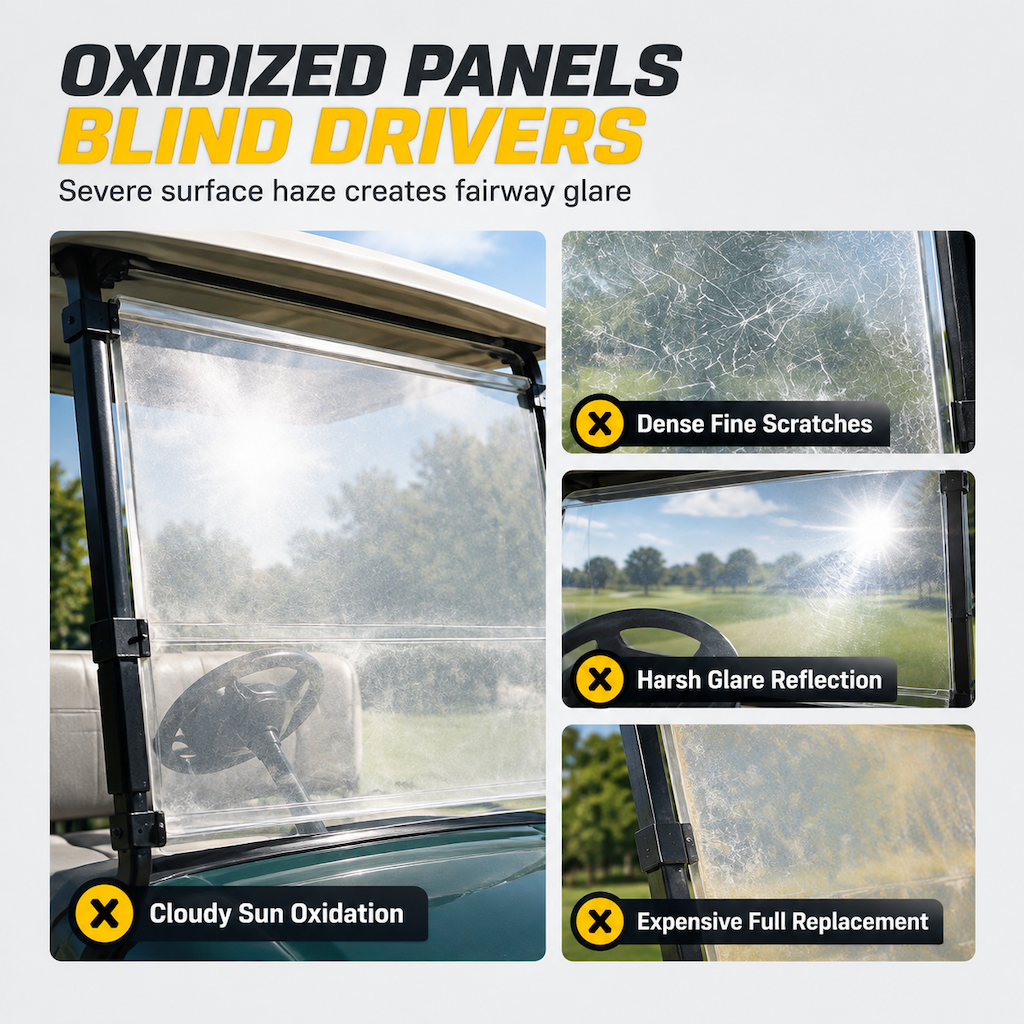 🥳2026 HOT SALE🥳💞50K+ SOLD! 🏌️✨ 50% OFF! Golf Cart Windshield Scratch Repair Paste – buffs away haze & yellowing, restores crystal-clear vision. Includes sponge, easy 3-step hand buffing! 🛡️✅