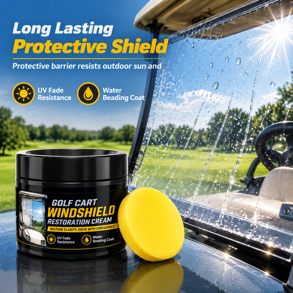 🥳2026 HOT SALE🥳💞50K+ SOLD! 🏌️✨ 50% OFF! Golf Cart Windshield Scratch Repair Paste – buffs away haze & yellowing, restores crystal-clear vision. Includes sponge, easy 3-step hand buffing! 🛡️✅