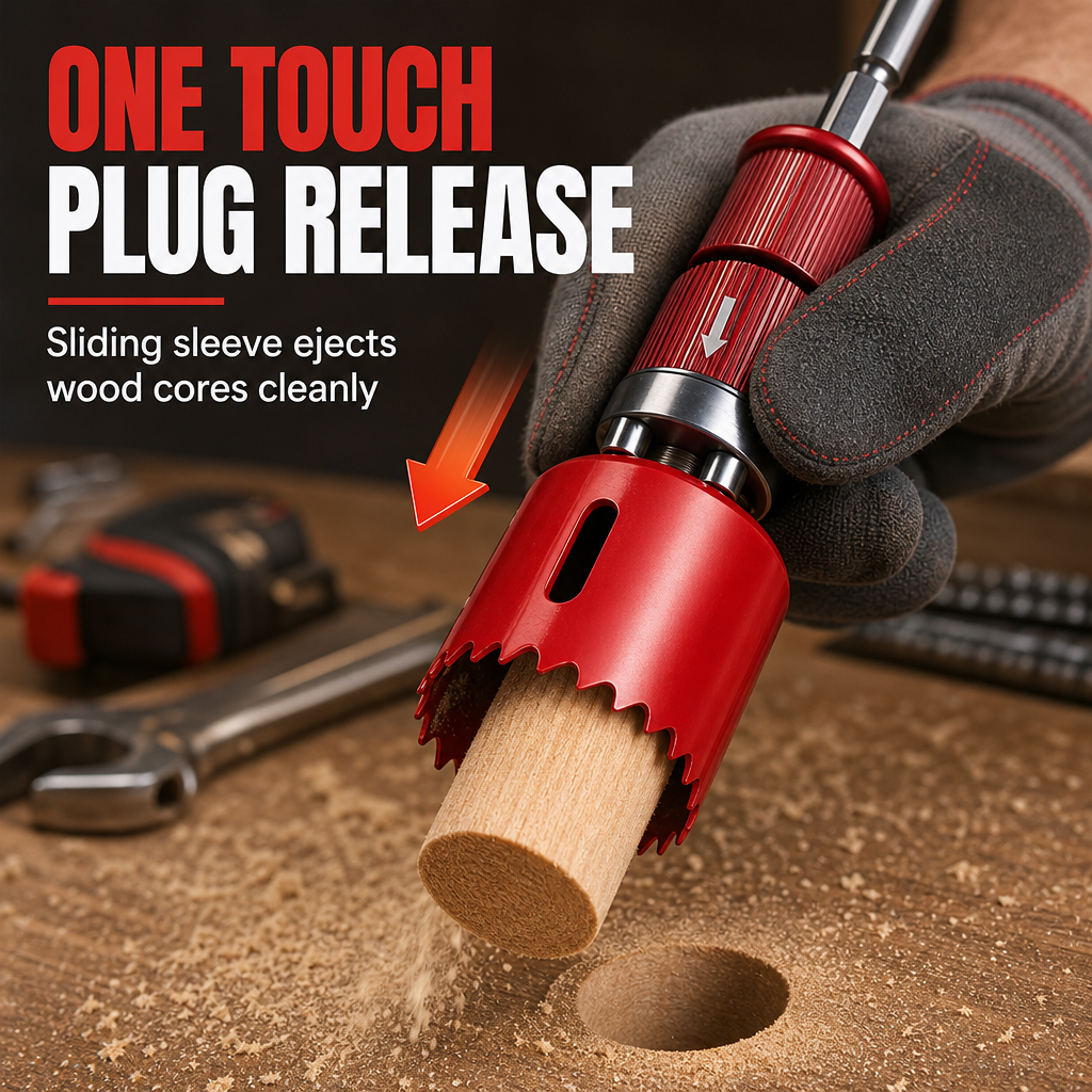 ⚙️ Quick-Release Hole Saw Arbor – Core Ejection Mandrel for Faster, Tidier Hole Saw Changes 🔧