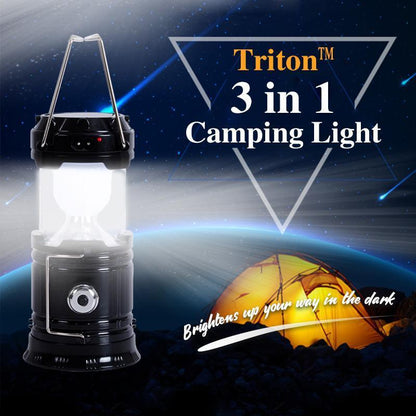 ⏰50% OFF NOW🏕️🔥3-in-1 Retractable Camping Lantern✨White Light & Flicker Flame & Flashlight, Solar & USB Charging for Outdoor, Emergency，Hiking, Fishing & Tent Use