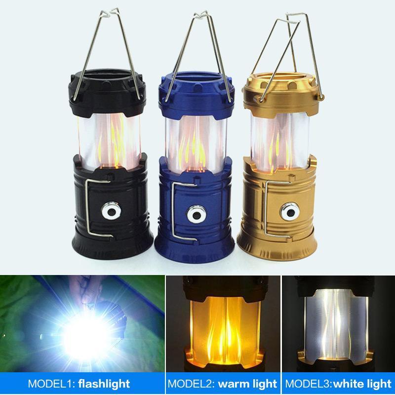 ⏰50% OFF NOW🏕️🔥3-in-1 Retractable Camping Lantern✨White Light & Flicker Flame & Flashlight, Solar & USB Charging for Outdoor, Emergency，Hiking, Fishing & Tent Use