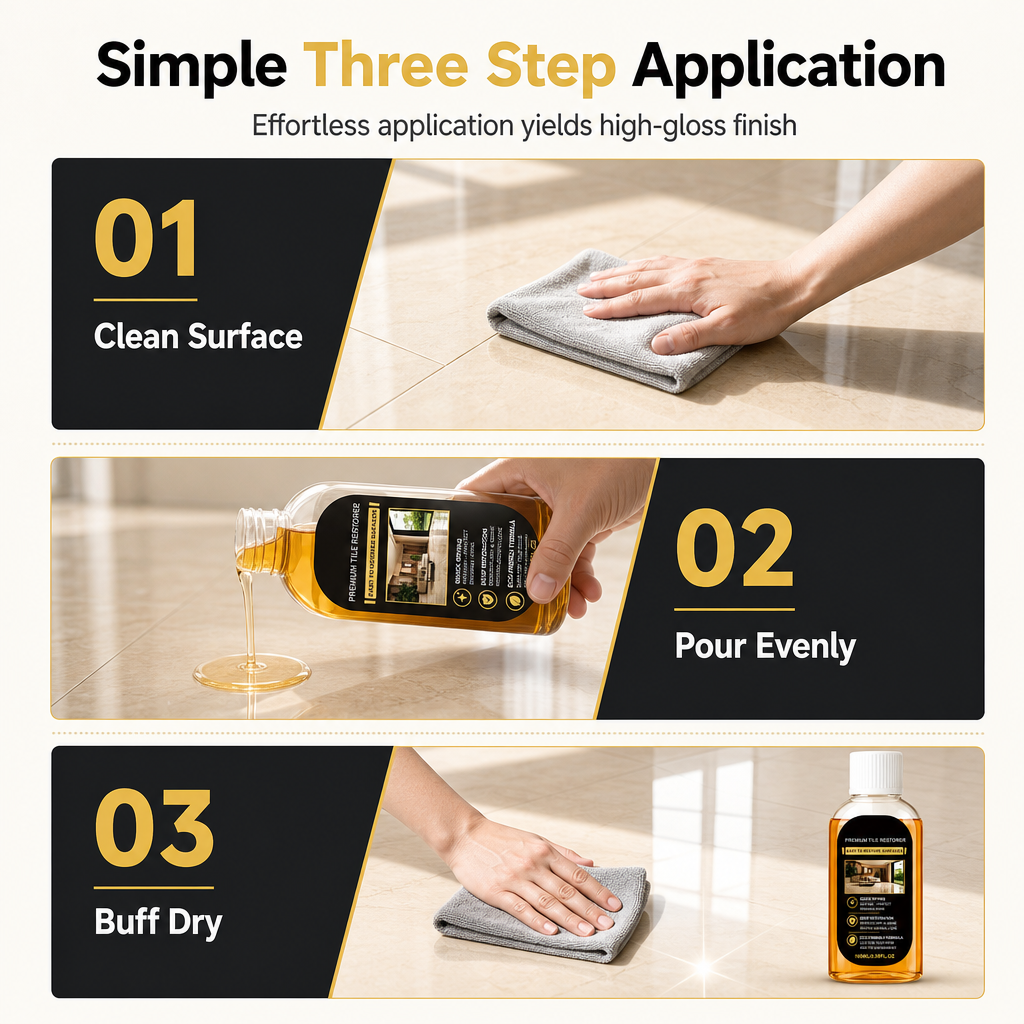 Tile & Floor Restorer & Polish | Scratch Repair Deep Cleaner, High Gloss Quick-Dry Formula for Ceramic Tiles & Hard Floors