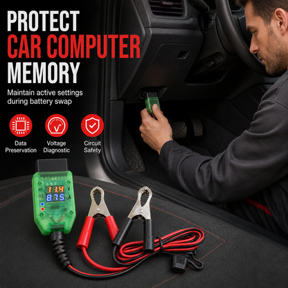 ⏳ ⏰Car OBD Battery Replacement Tool and Computer Memory Saver with Digital Display Leakage Detector