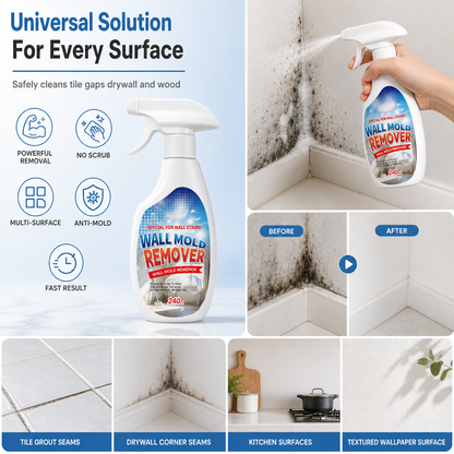 ⏳Last Day Buy 2 Get 1 Free📢Wall Mold & Mildew Remover Spray 240ml, Quick Stain Removal for Painted Walls and Wallpaper🧱