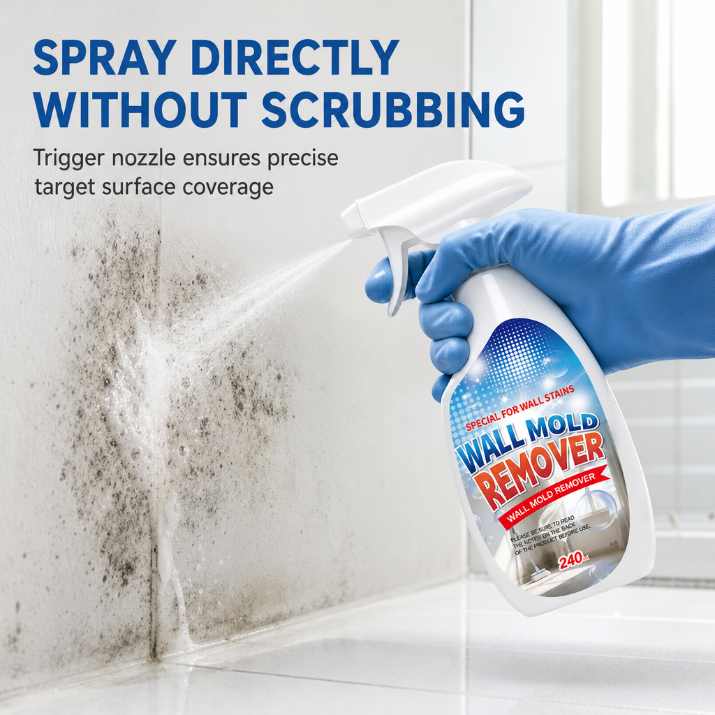 ⏳Last Day Buy 2 Get 1 Free📢Wall Mold & Mildew Remover Spray 240ml, Quick Stain Removal for Painted Walls and Wallpaper🧱