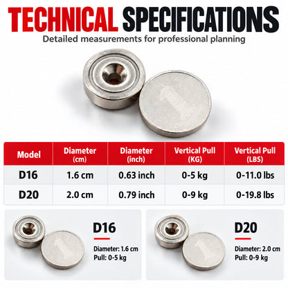 Heavy-Duty Neodymium Pot Magnets with Countersunk Hole