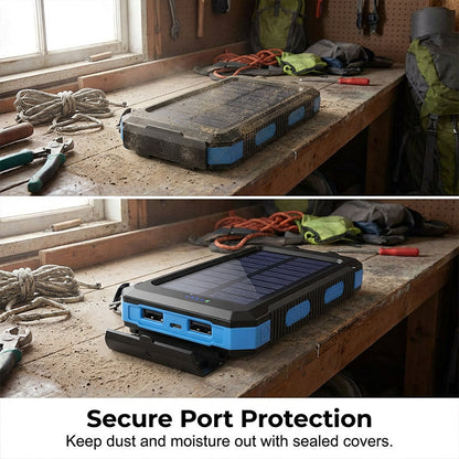 Solar Power Bank with Dual Flashlight & Compass