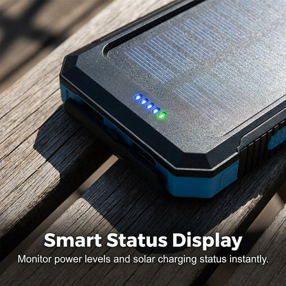Solar Power Bank with Dual Flashlight & Compass
