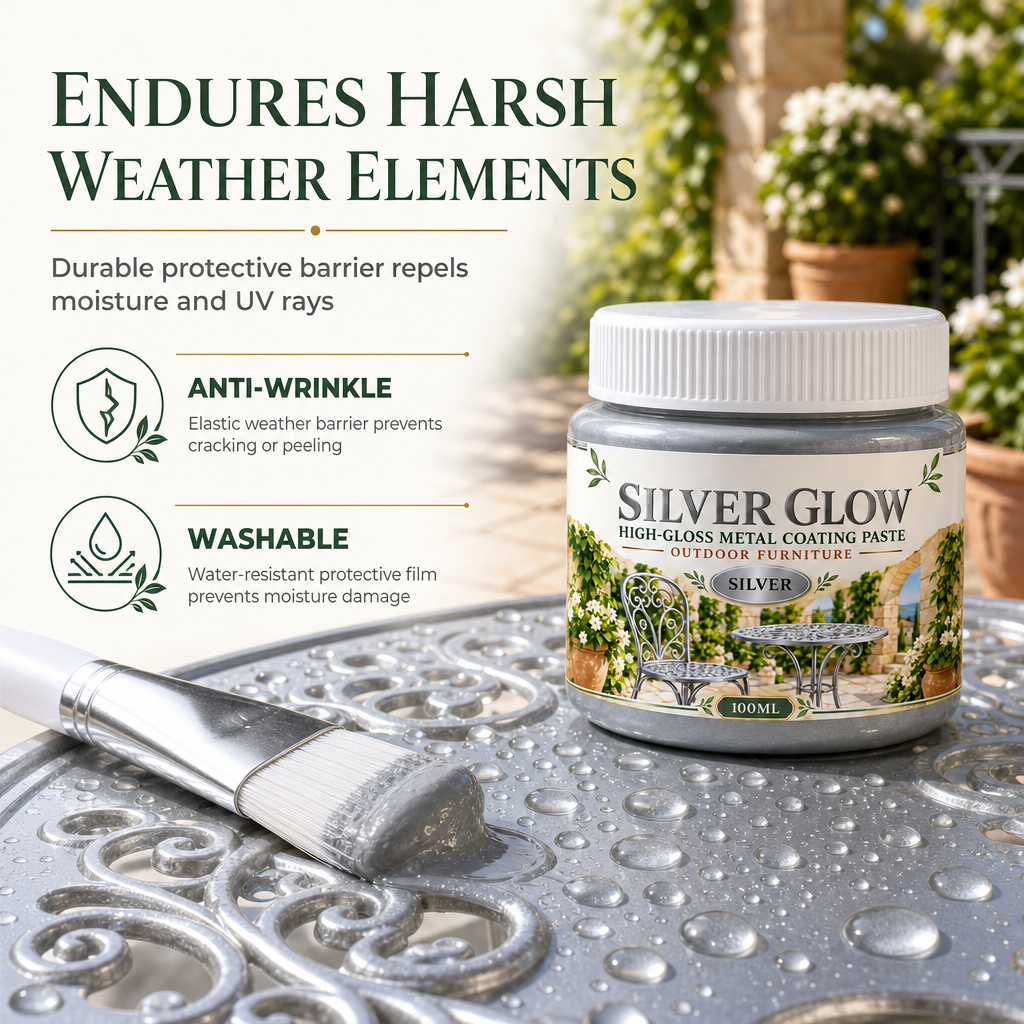 Silver Metal Touch Up Paste with Brush for Outdoor Furniture