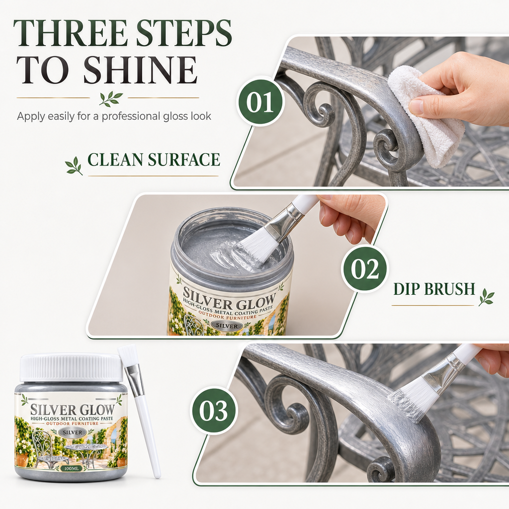 Silver Metal Touch Up Paste with Brush for Outdoor Furniture