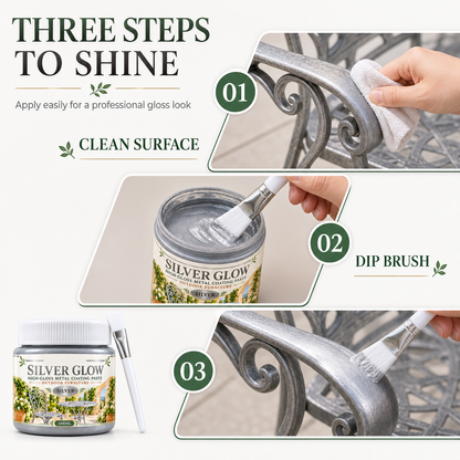 Silver Metal Touch Up Paste with Brush for Outdoor Furniture