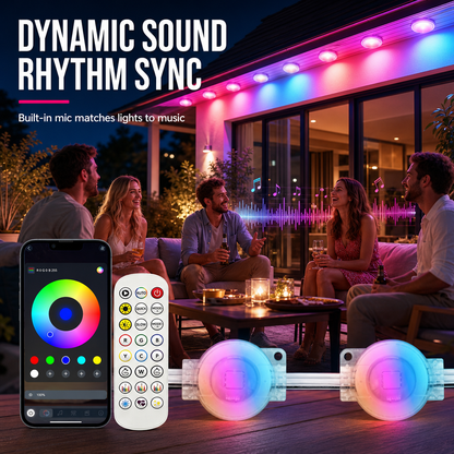 Smart LED Outdoor Eaves Lights IP67 Waterproof RGB Color Changing String Lights with App Control