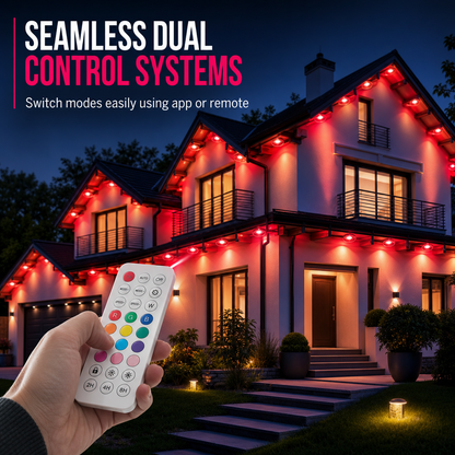 Smart LED Outdoor Eaves Lights IP67 Waterproof RGB Color Changing String Lights with App Control