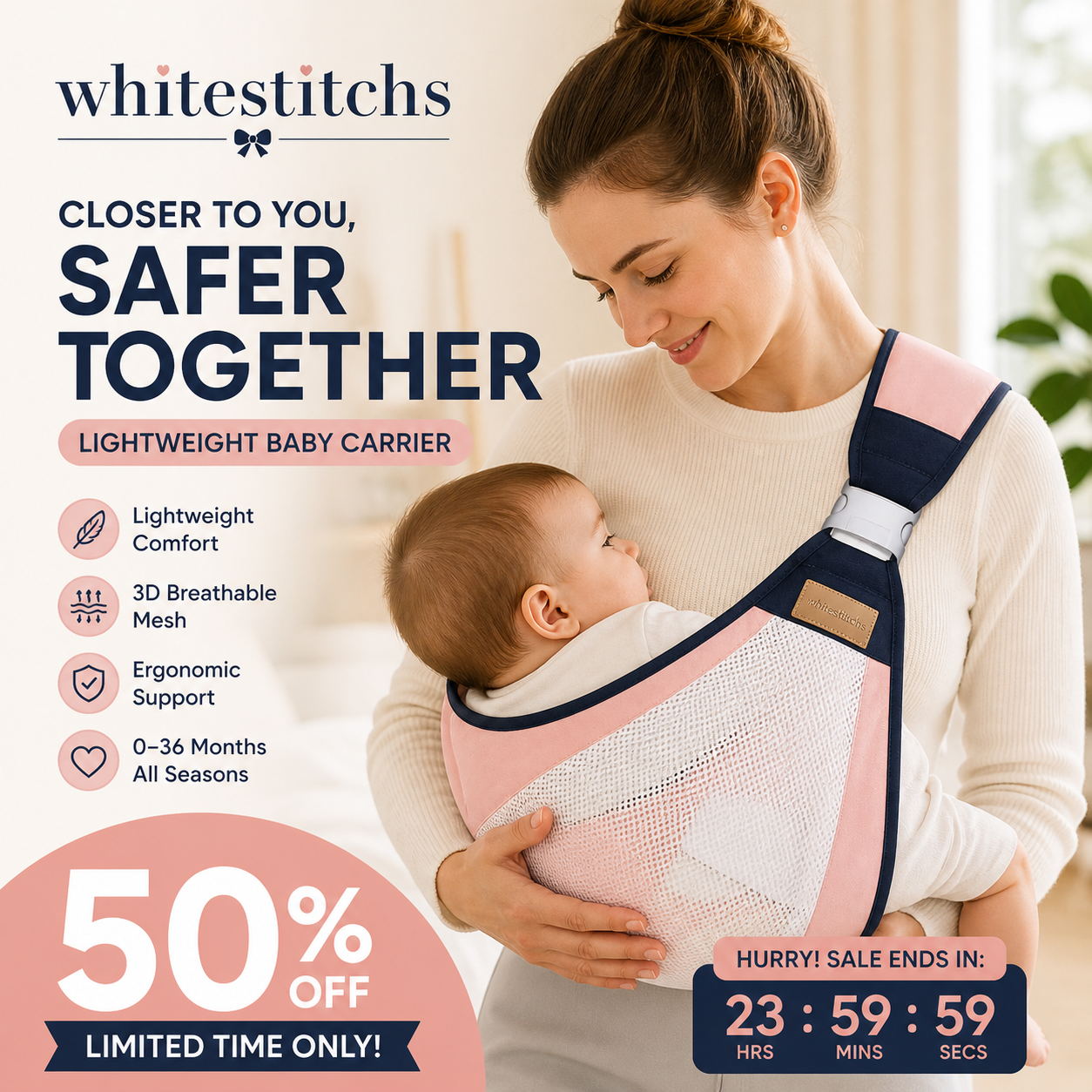 🎉Hot Sale👶4-in-1 Breathable Baby Carrier✨0-36 Months, Front/Back/Facing In/Out – Hands-Free