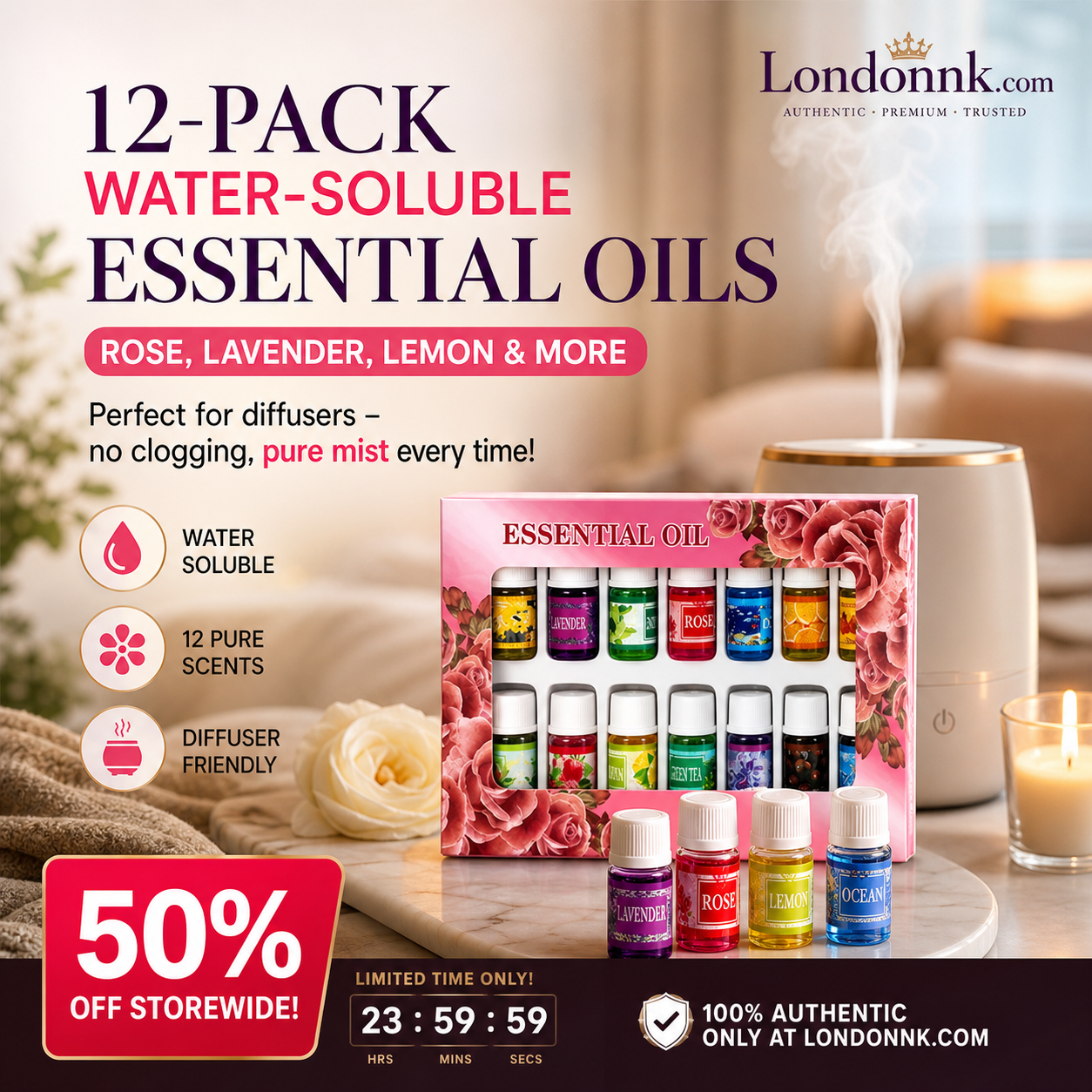 🌺 Last Day: 50% Off for a Limited Time! 🌷12-Pack Water Soluble Essential Oils Set