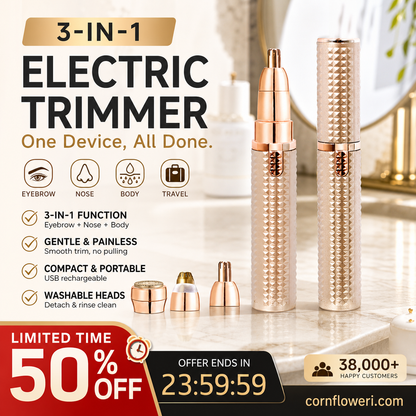 ⏳🔥LIMITED-TIME 50% OFF! ⏰Portable Electric Eyebrow Trimmer – Interchangeable Heads 🪒